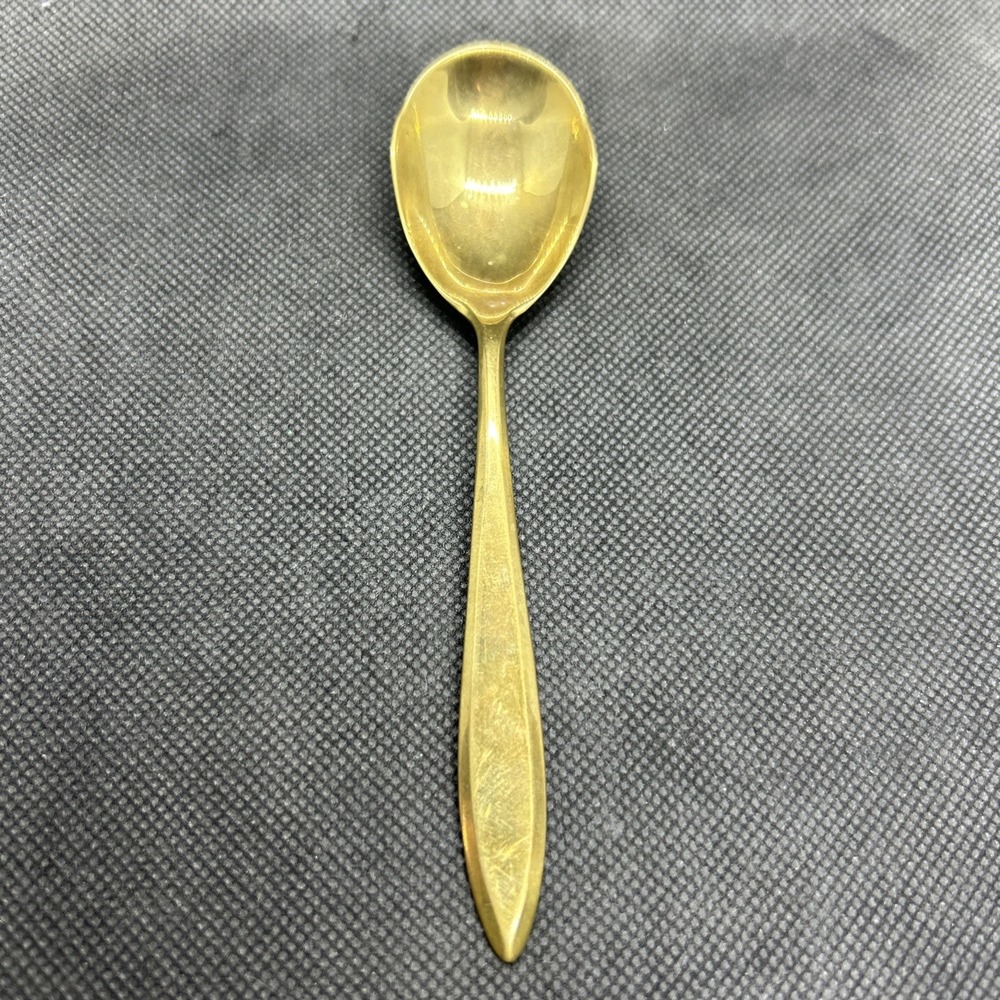 VTG Dirigold Dirilyte Goldware Serving Sugar Shell Dip Spoon REGAL Flatware 5"